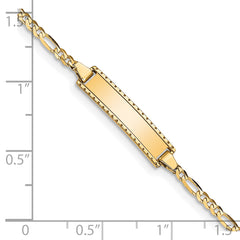 14k Polished Solid Chain/Solid Plate Figaro Link 18.5x5mm Plate 6 inch Baby/Child ID Bracelet