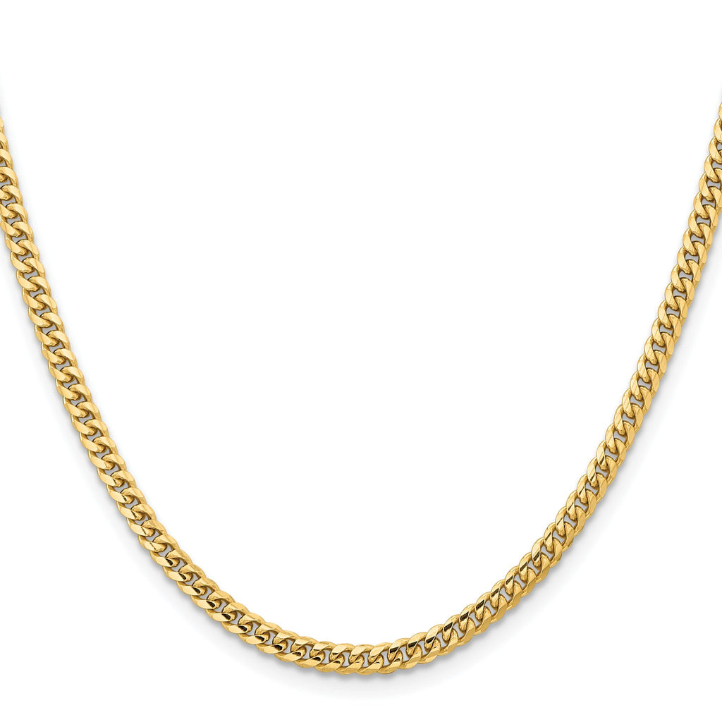 14K Yellow Gold Solid Cuban Chain Necklace 3.5mm - Sophia Jewelers