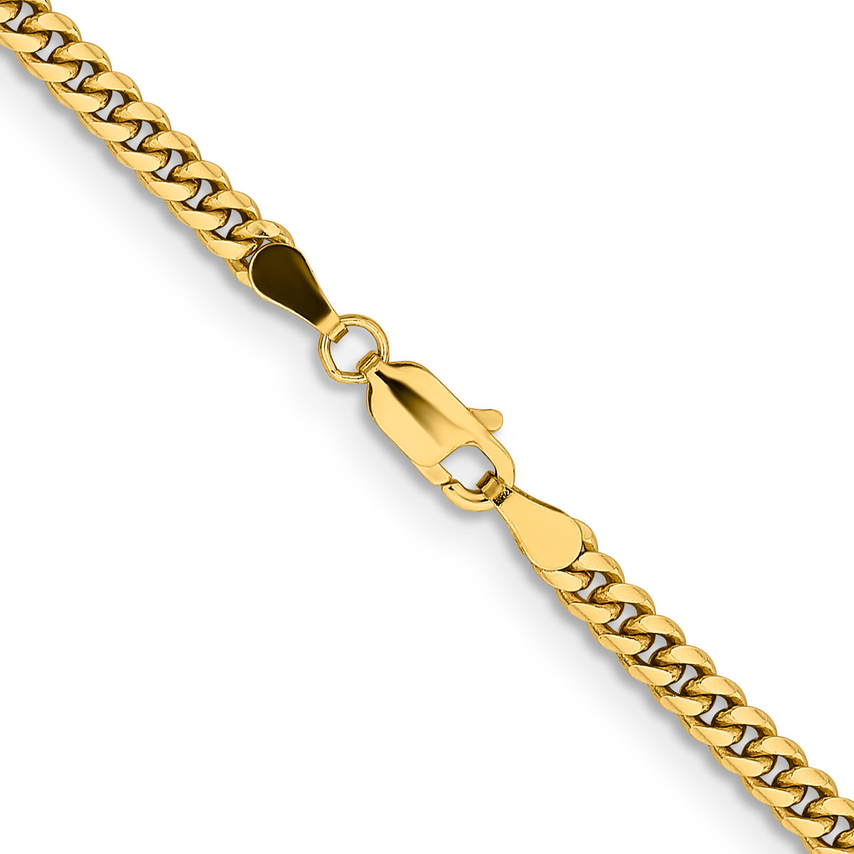 14K Yellow Gold Solid Cuban Chain Necklace 3.5mm - Sophia Jewelers