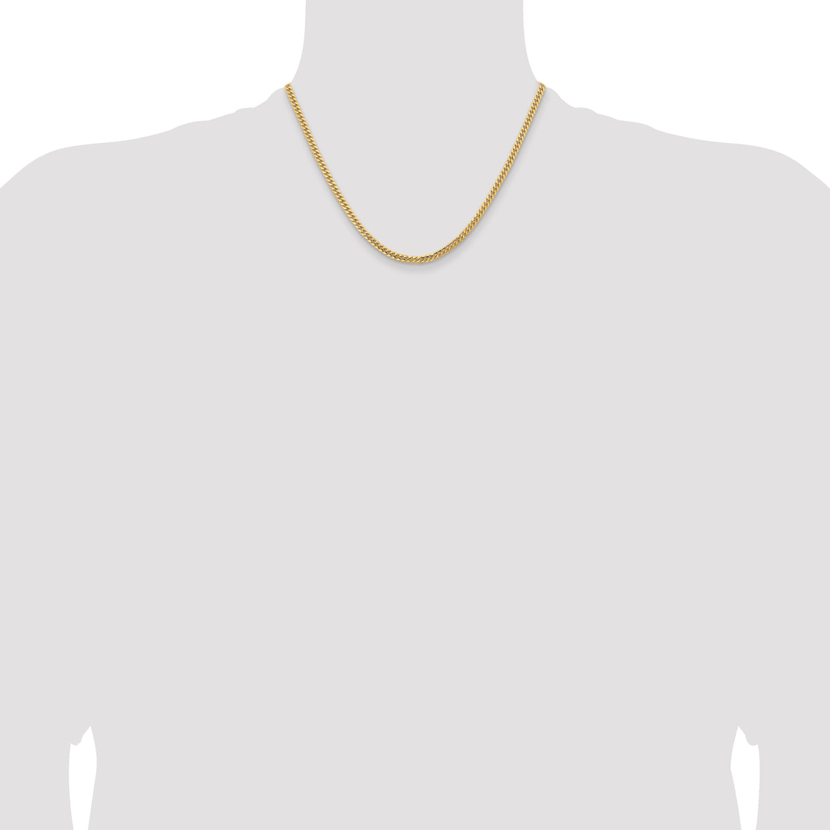 14K Yellow Gold Solid Cuban Chain Necklace 3.5mm - Sophia Jewelers
