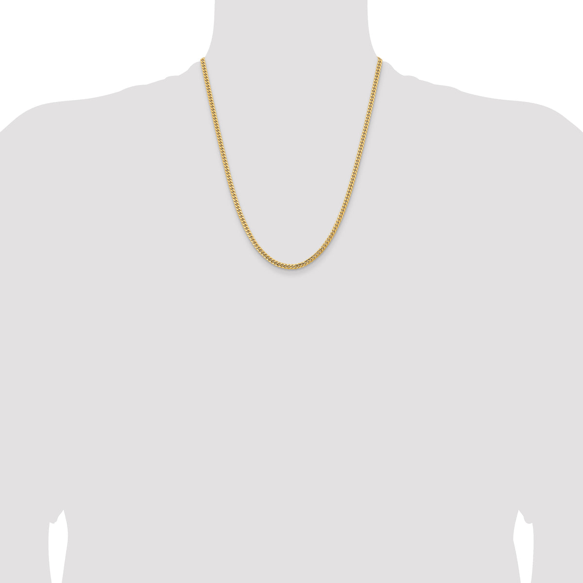 14K Yellow Gold Solid Cuban Chain Necklace 3.5mm - Sophia Jewelers