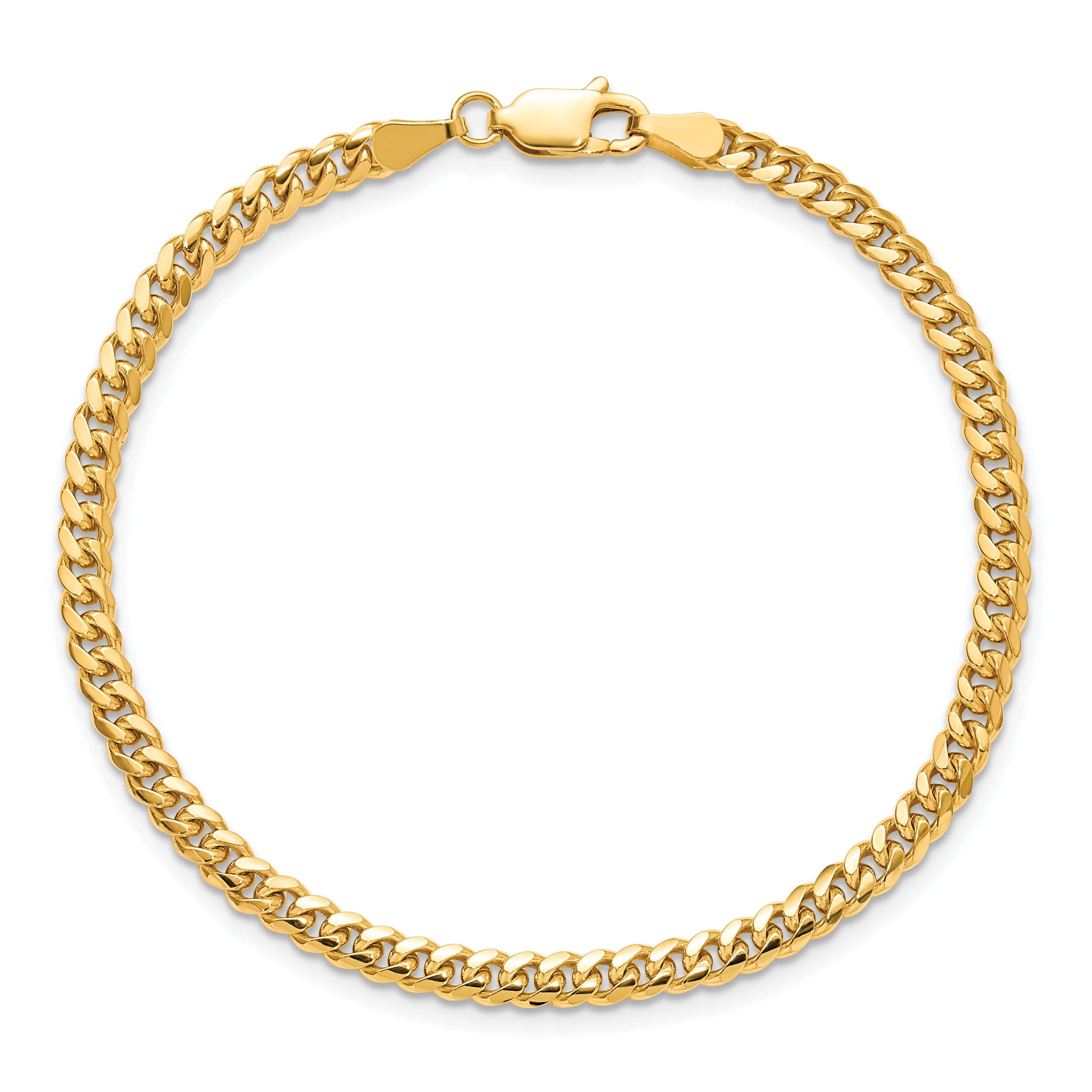 14K Yellow Gold Solid Cuban Chain Necklace 3.5mm