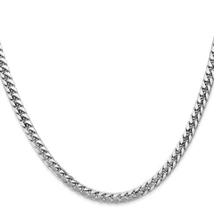 14K White Gold 26 inch 4.3mm Solid Miami Cuban Link with Lobster Clasp Chain