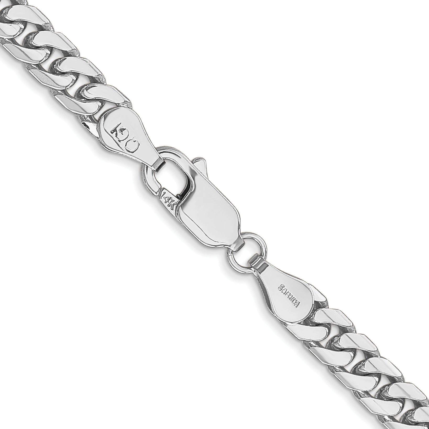 14K White Gold 26 inch 4.3mm Solid Miami Cuban Link with Lobster Clasp Chain