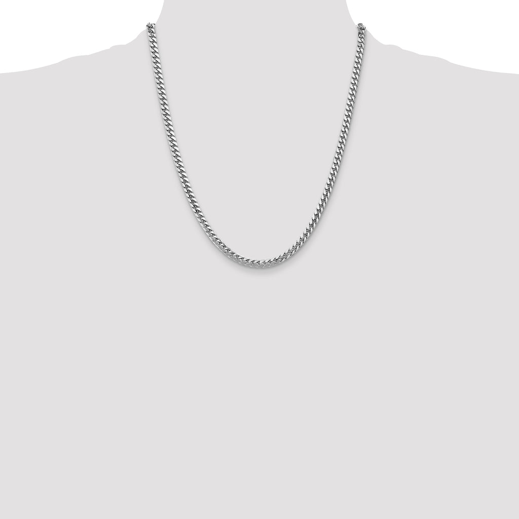 14K White Gold 22 inch 4.3mm Solid Miami Cuban Link with Lobster Clasp Chain