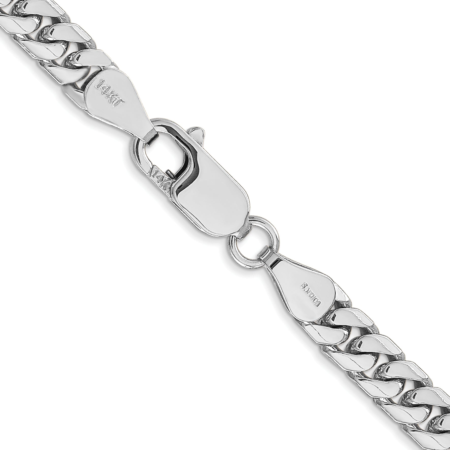 14K White Gold 28 inch 5mm Solid Miami Cuban Link with Lobster Clasp Chain