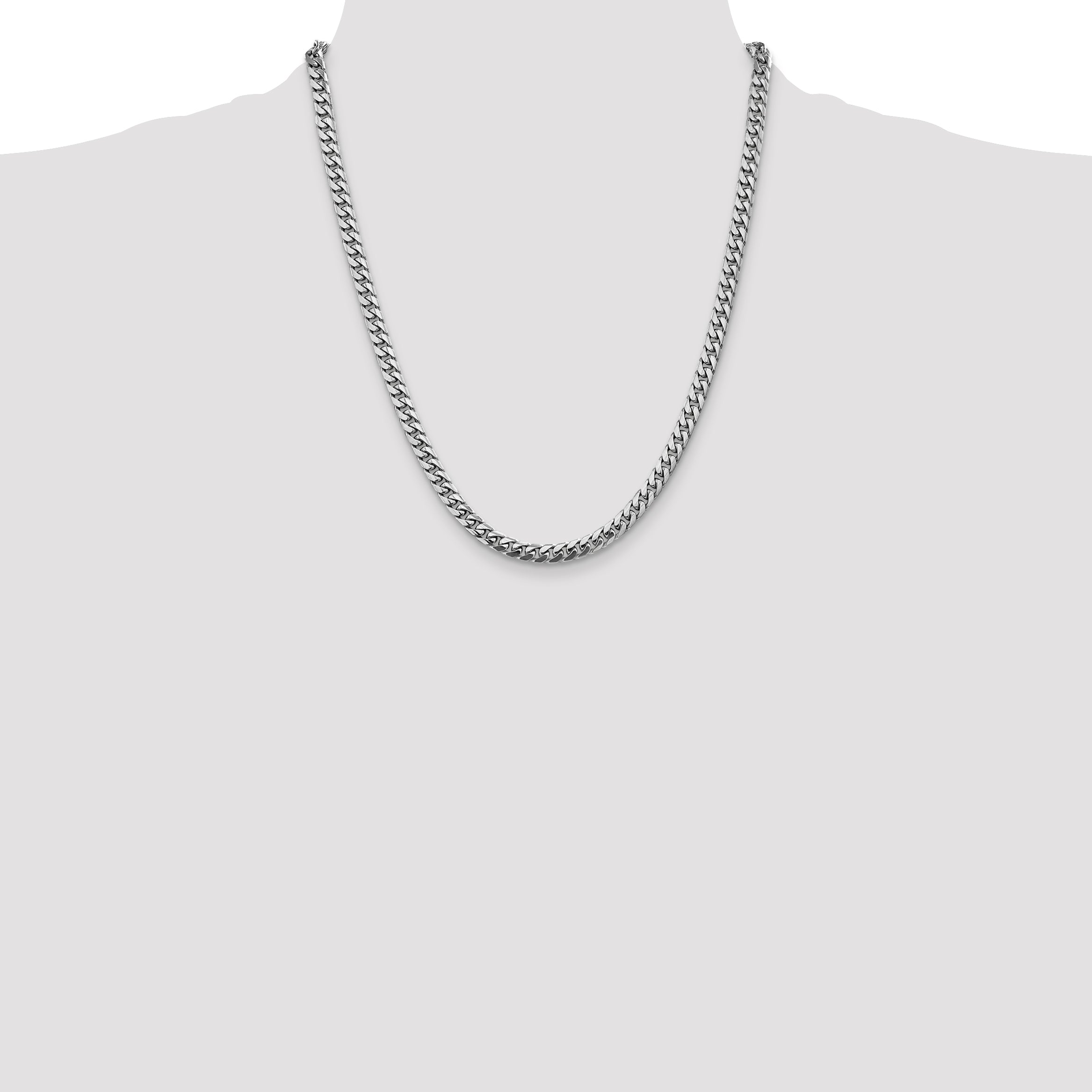 14K White Gold 22 inch 5mm Solid Miami Cuban Link with Lobster Clasp Chain