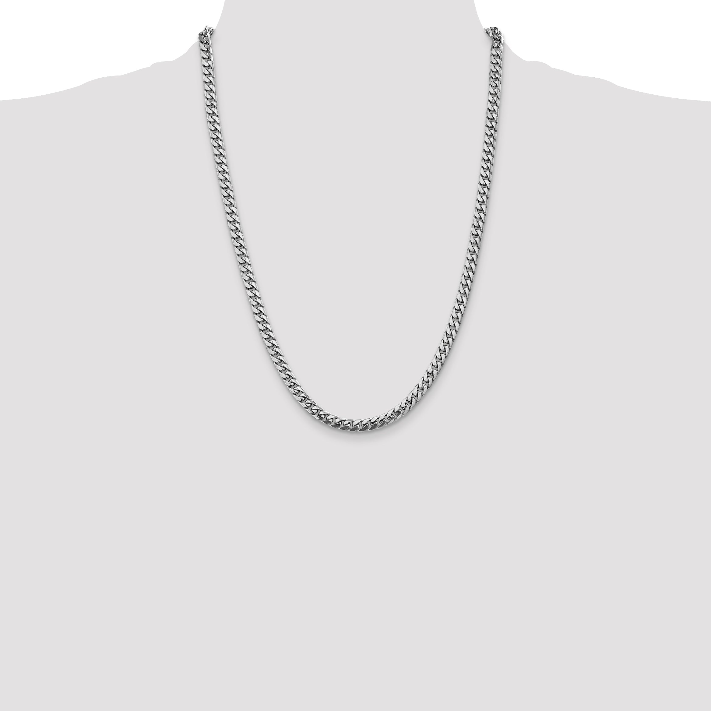 14K White Gold 24 inch 5mm Solid Miami Cuban Link with Lobster Clasp Chain