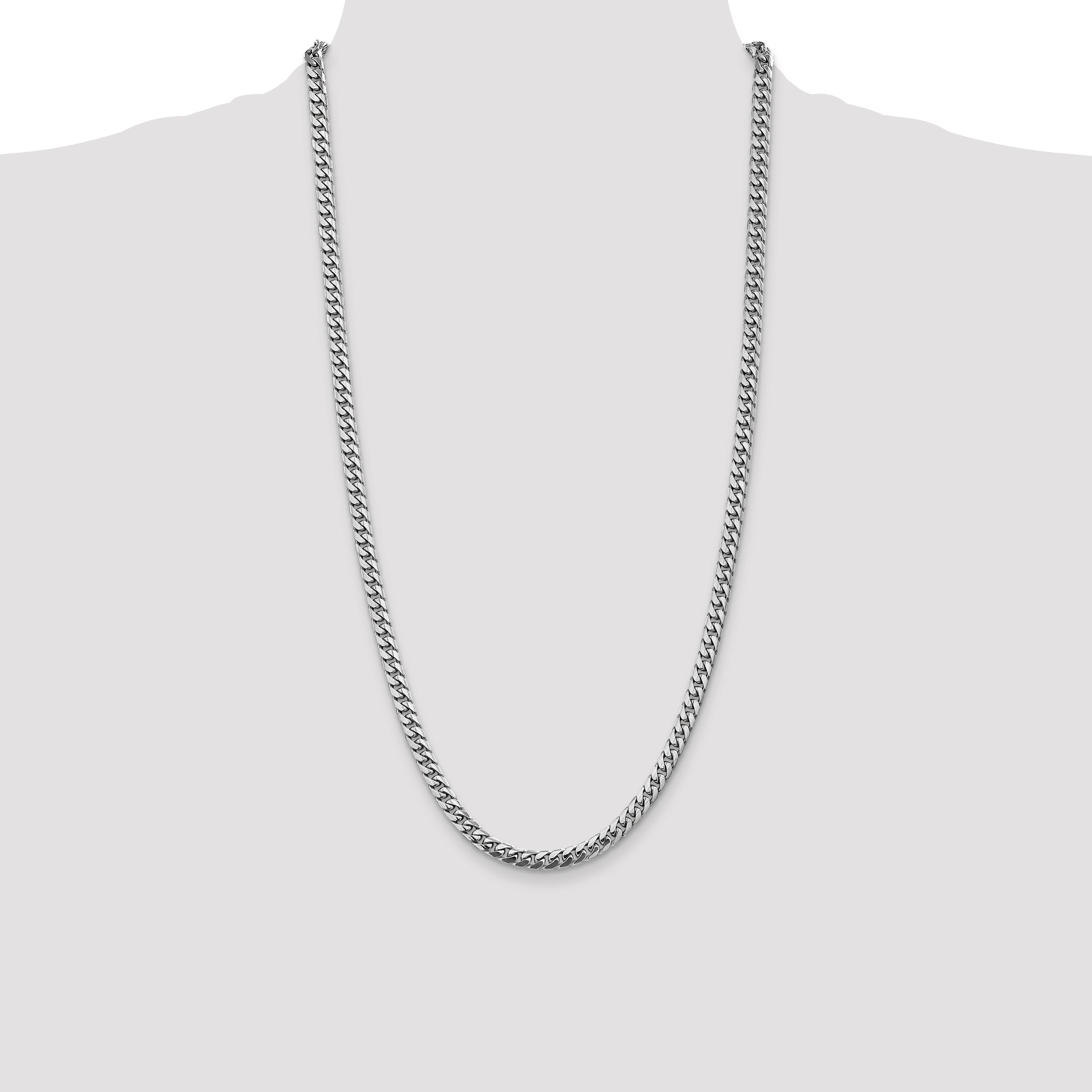 14K White Gold 28 inch 5mm Solid Miami Cuban Link with Lobster Clasp Chain