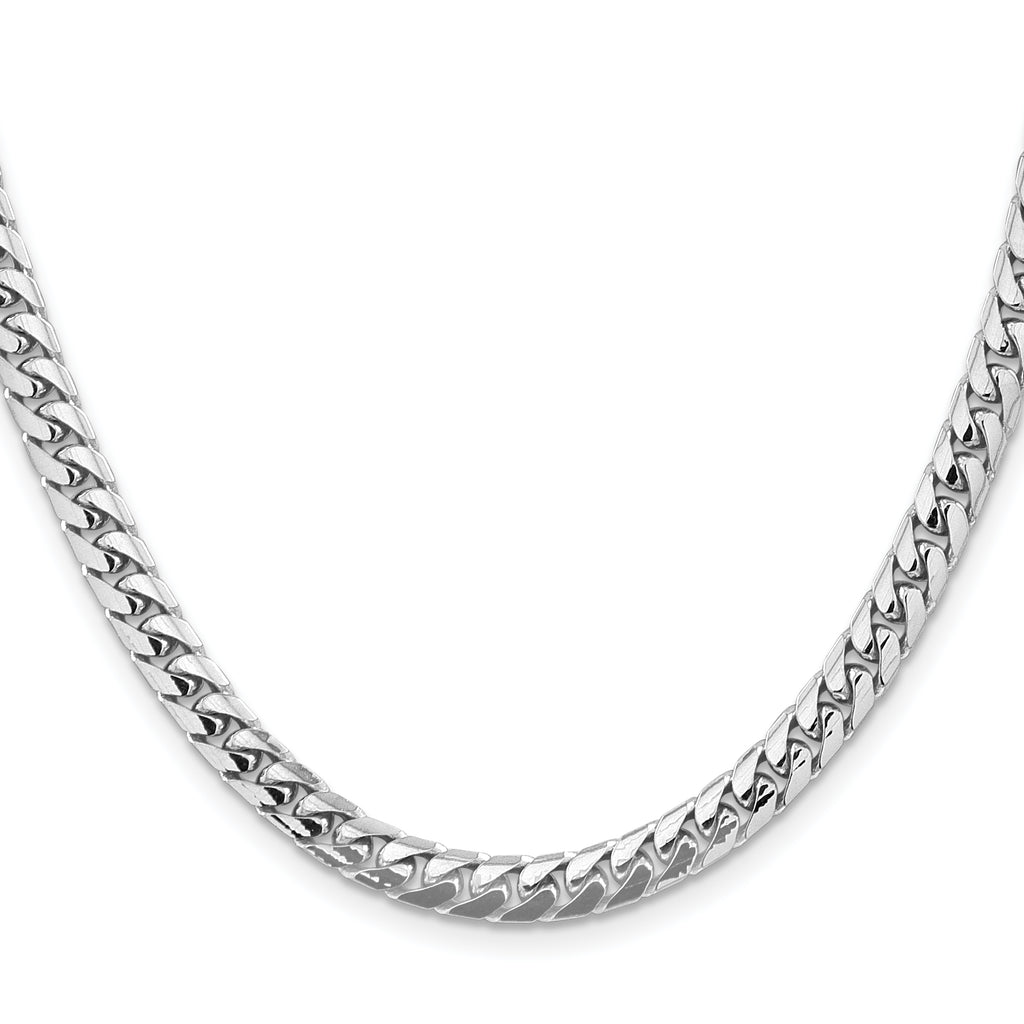 14K White Gold 18 inch 5.5mm Solid Miami Cuban Link with Lobster Clasp Chain