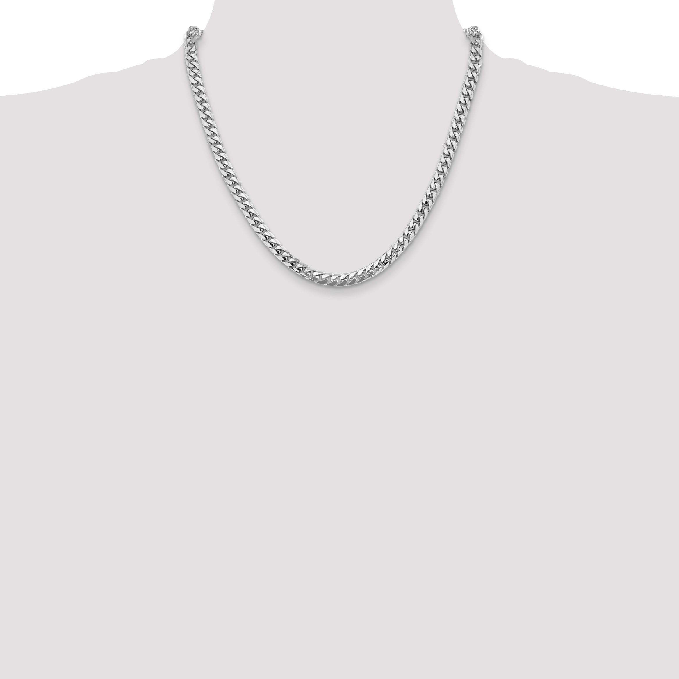 14K White Gold 20 inch 5.5mm Solid Miami Cuban Link with Lobster Clasp Chain