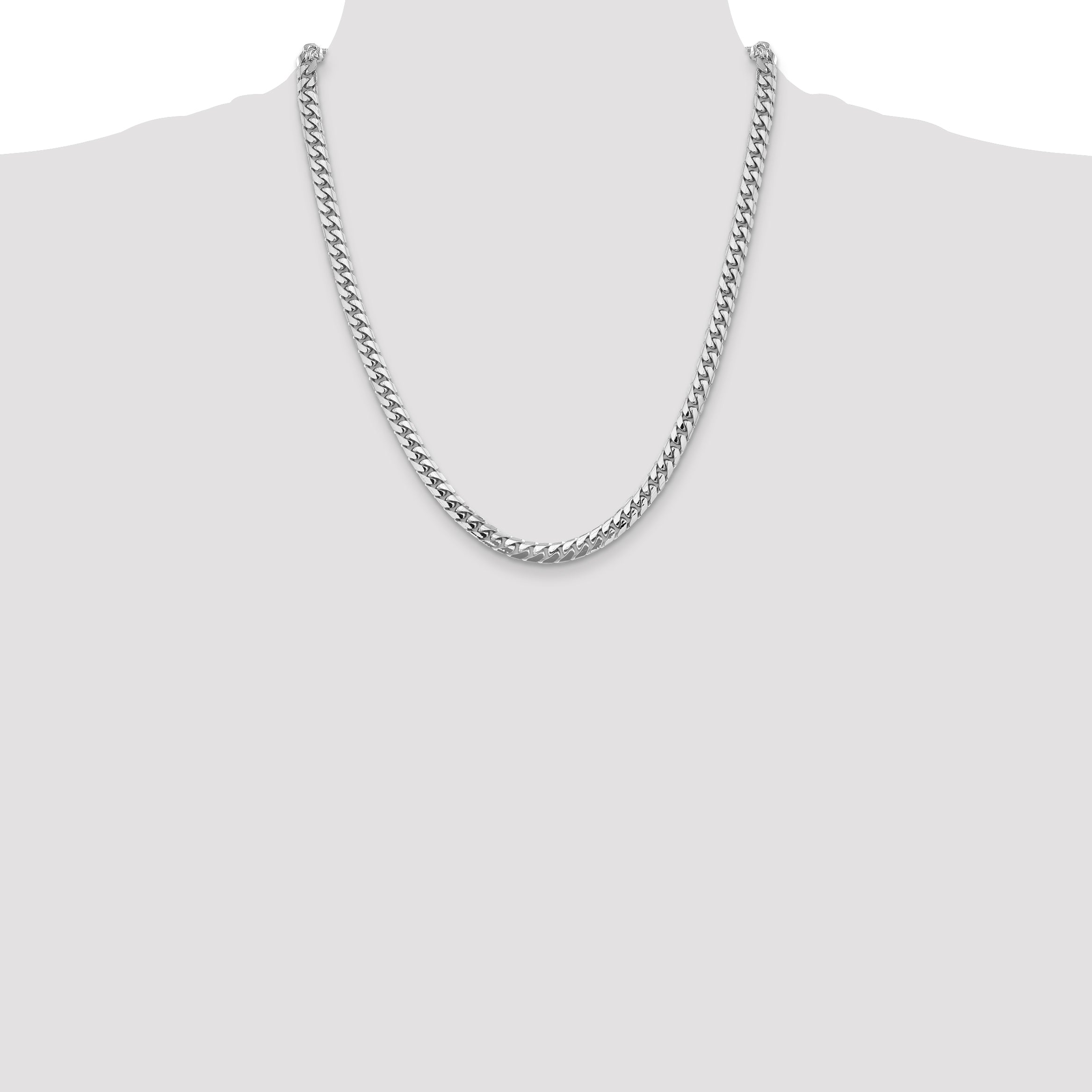 14K White Gold 22 inch 5.5mm Solid Miami Cuban Link with Lobster Clasp Chain