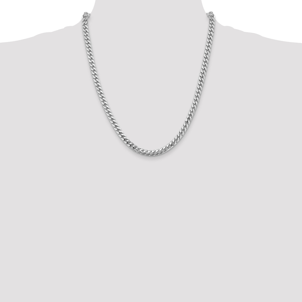 14K White Gold 22 inch 5.5mm Solid Miami Cuban Link with Lobster Clasp Chain
