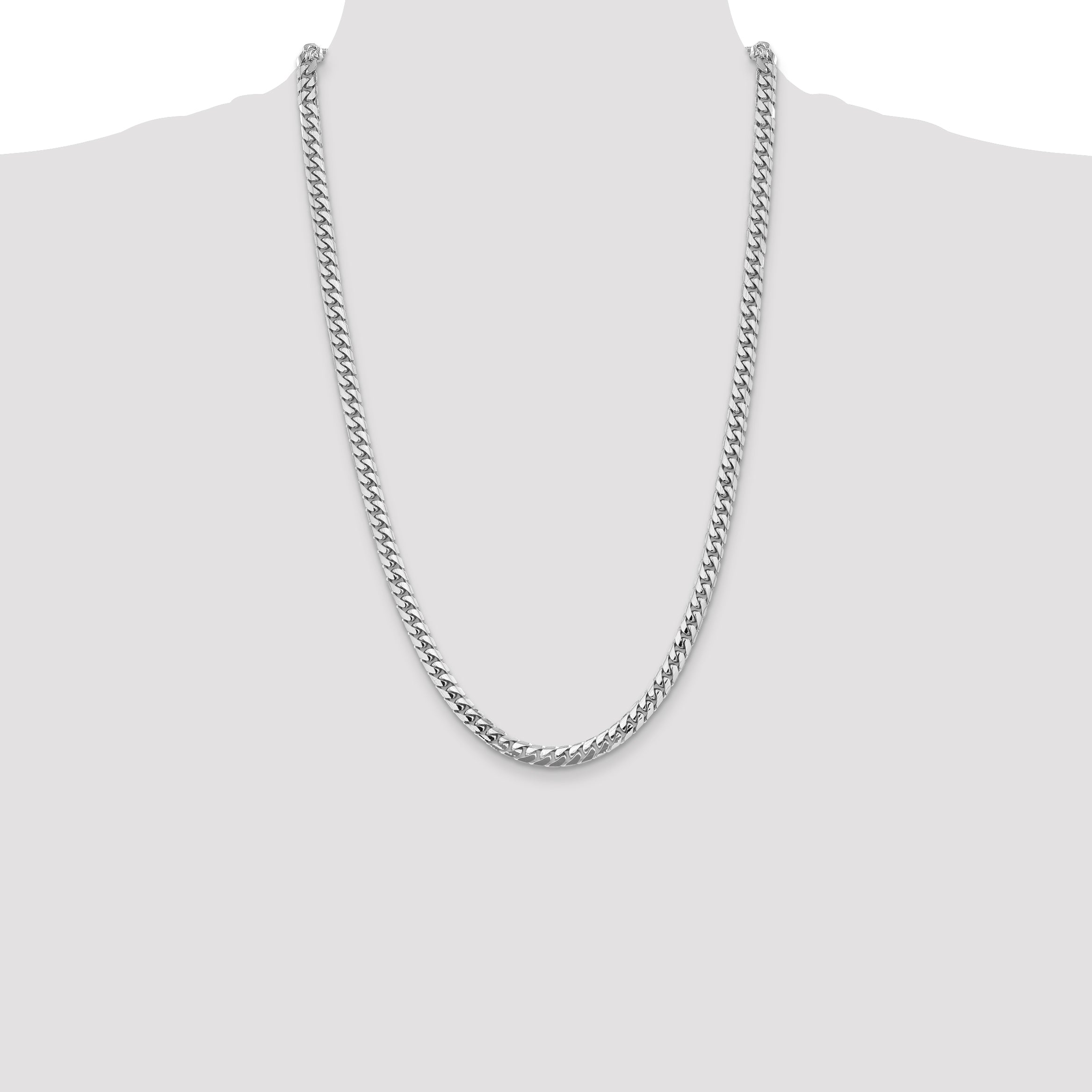 14K White Gold 26 inch 5.5mm Solid Miami Cuban Link with Lobster Clasp Chain
