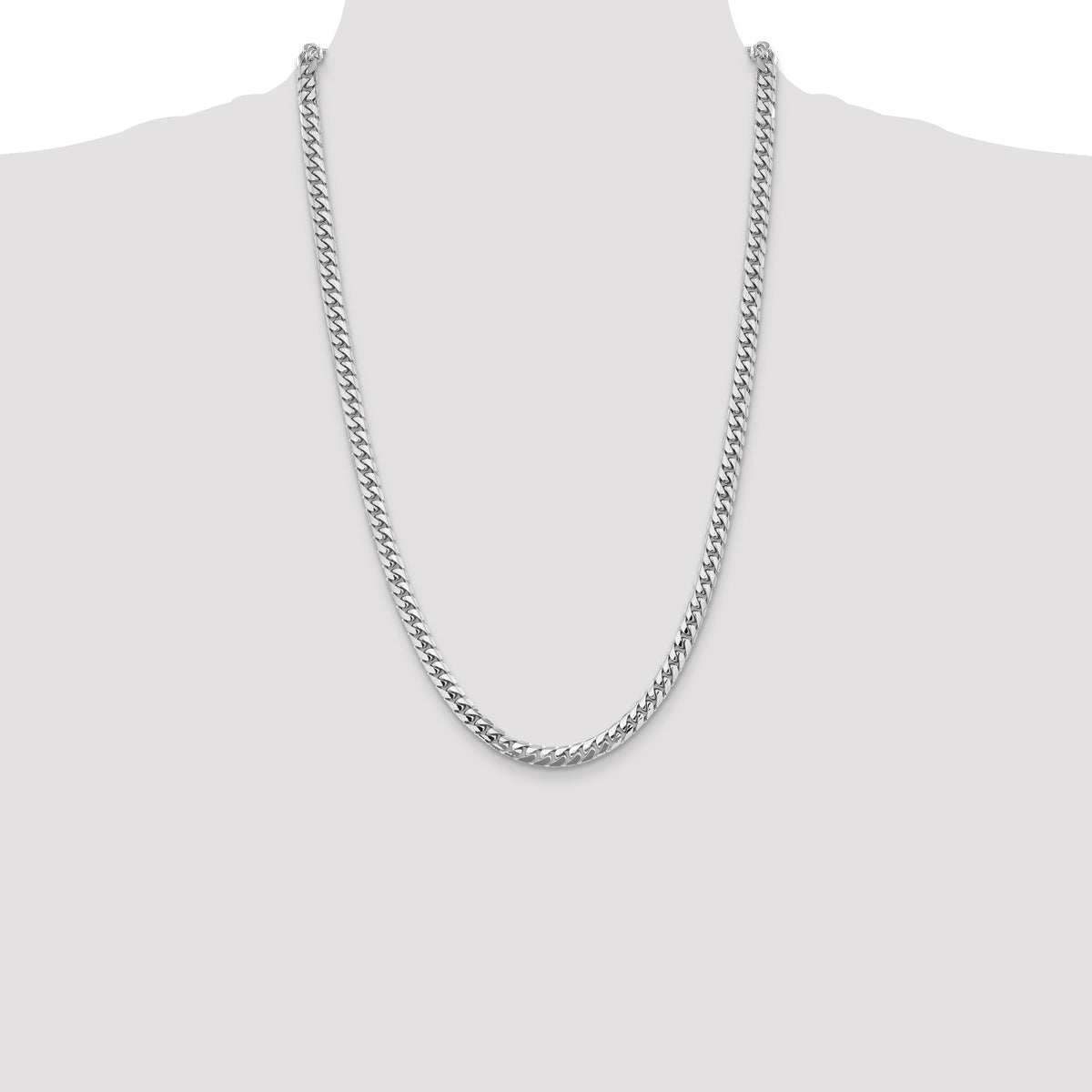 14K White Gold 26 inch 5.5mm Solid Miami Cuban Link with Lobster Clasp Chain