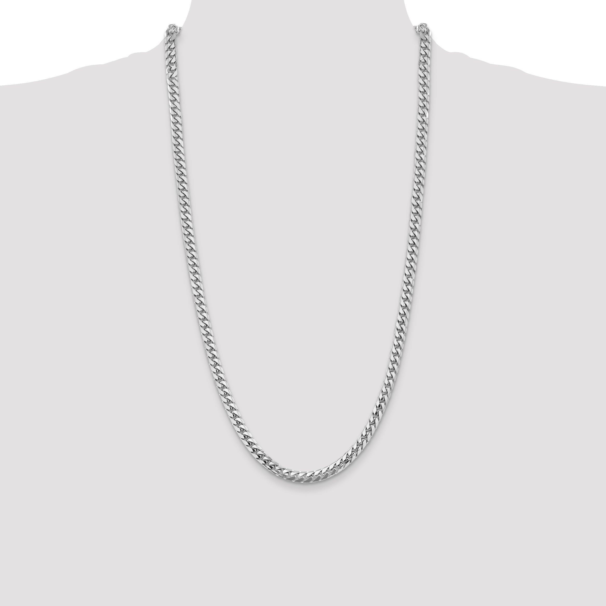 14K White Gold 28 inch 5.5mm Solid Miami Cuban Link with Lobster Clasp Chain