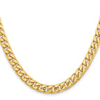 14K 20 inch 6.75mm Solid Miami Cuban Link with Lobster Clasp Chain