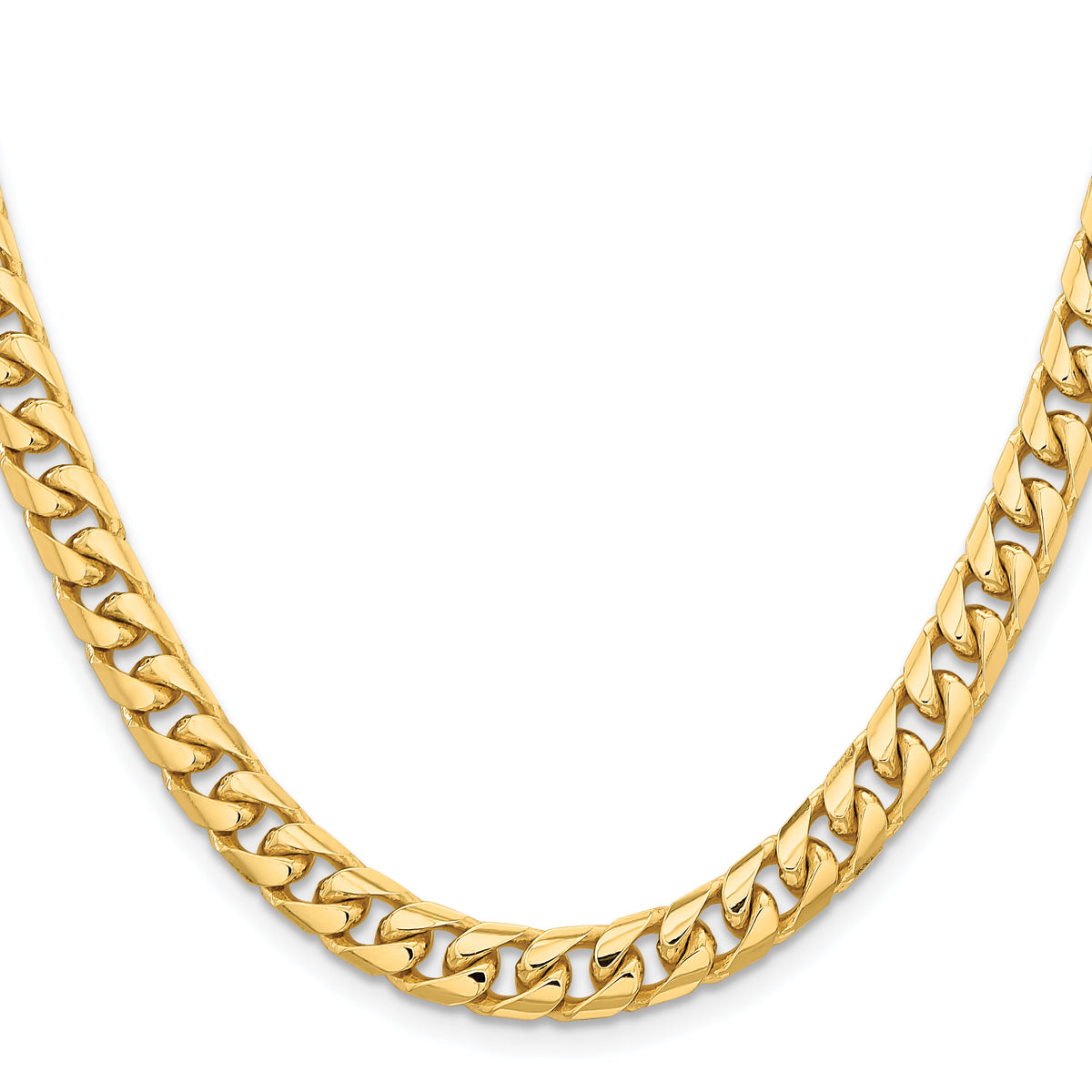 14K 20 inch 6.75mm Solid Miami Cuban Link with Lobster Clasp Chain