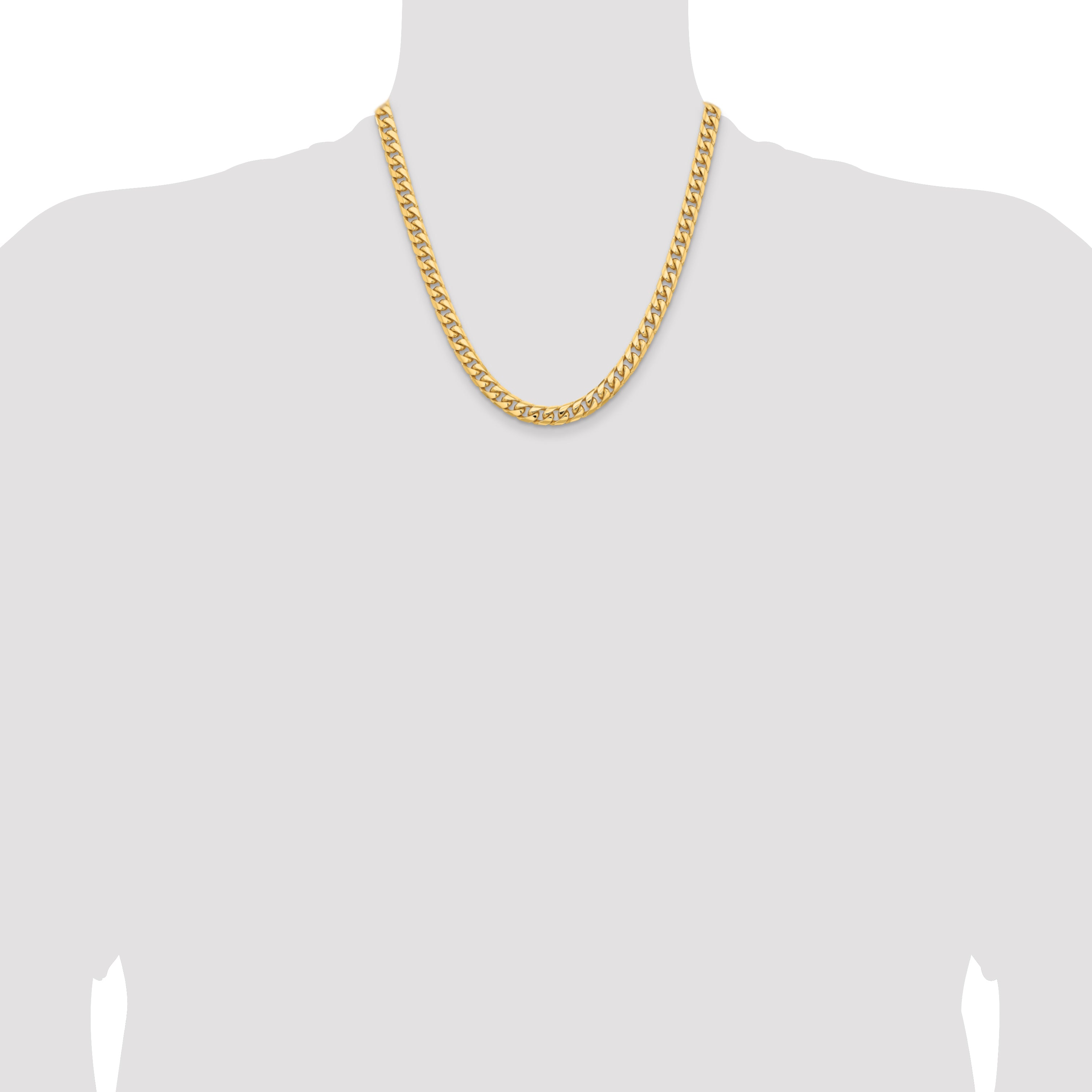 14K 20 inch 6.75mm Solid Miami Cuban Link with Lobster Clasp Chain