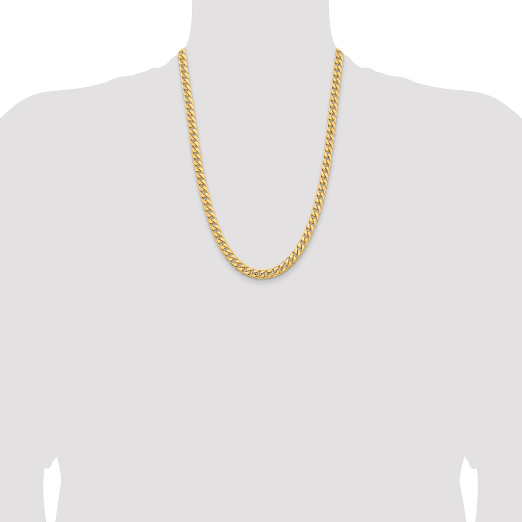14K 24 inch 6.75mm Solid Miami Cuban Link with Lobster Clasp Chain