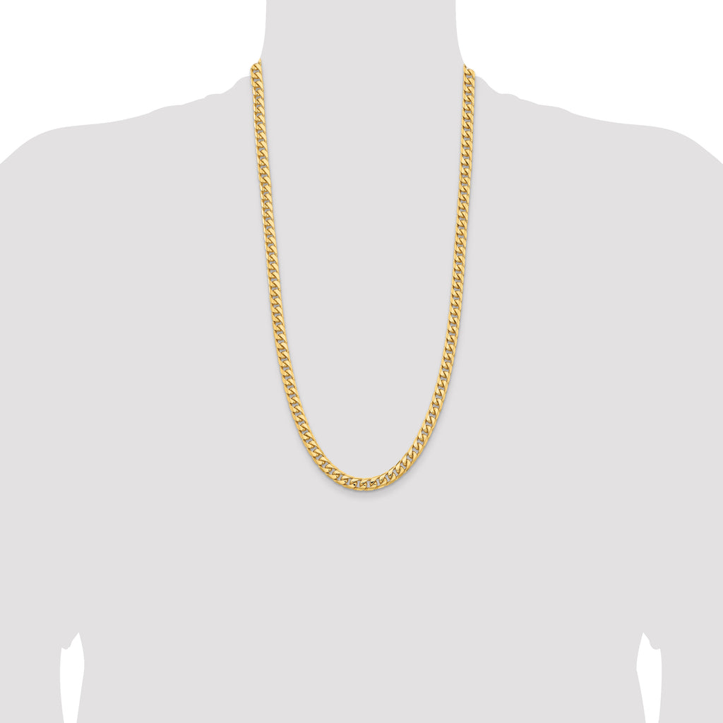 6.75mm 14K Yellow Gold Solid Miami Cuban Link Chain - Sophia Jewelers