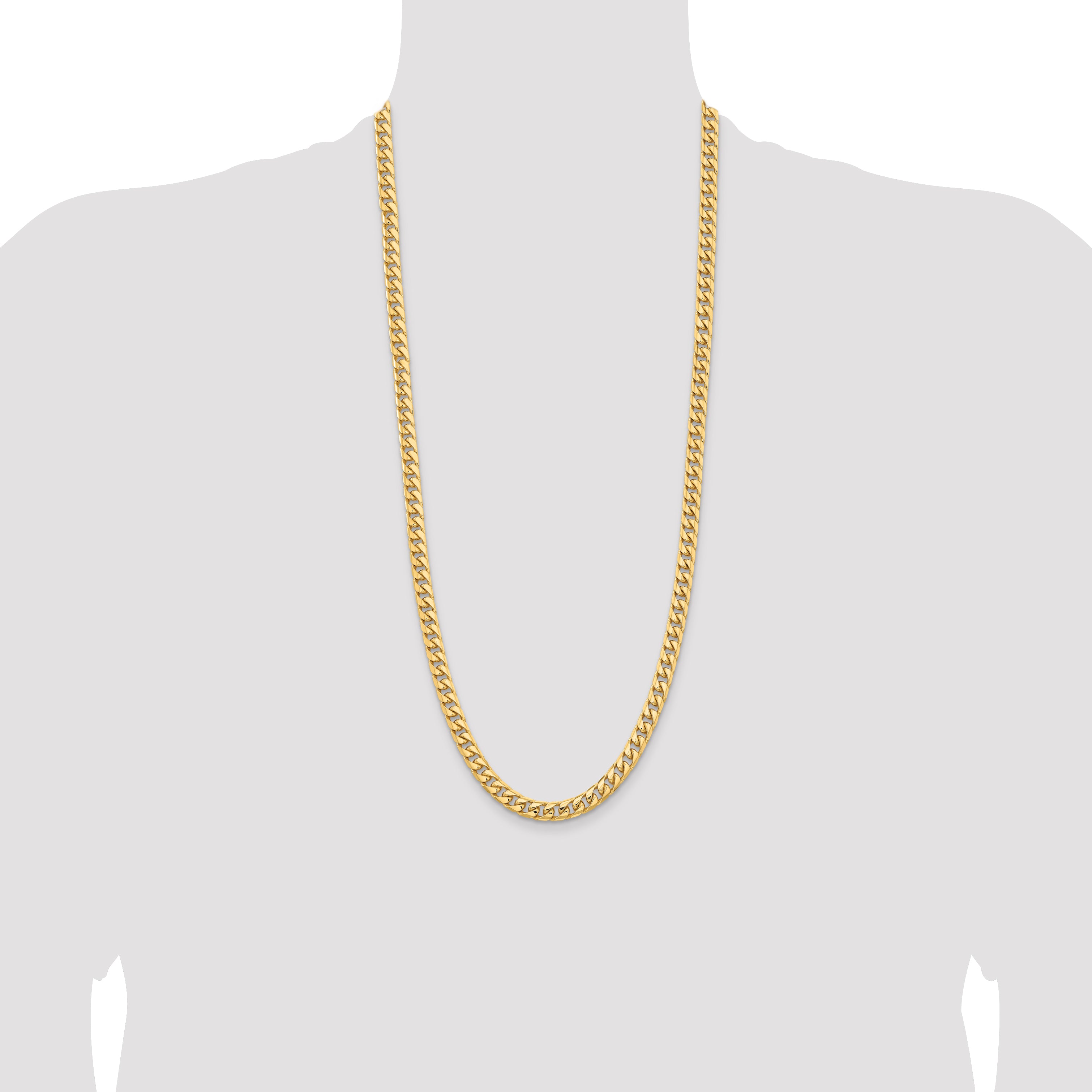 14K 8.5 inch 6.75mm Solid Miami Cuban Link with Lobster Clasp Chain