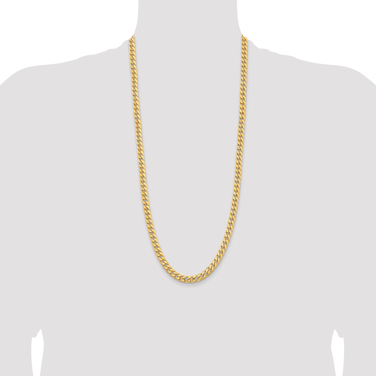 14K 8.5 inch 6.75mm Solid Miami Cuban Link with Lobster Clasp Chain