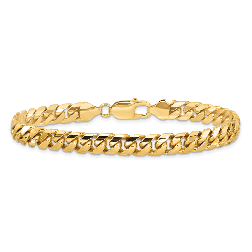 14K Yellow Gold Solid Cuban Chain Necklace 6.75mm