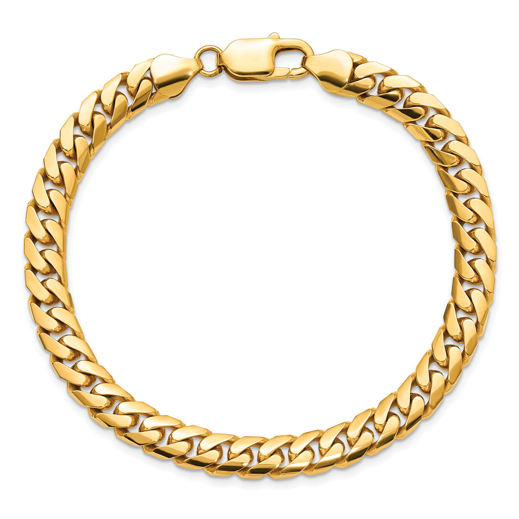 14K Yellow Gold Solid Cuban Chain Necklace 6.75mm