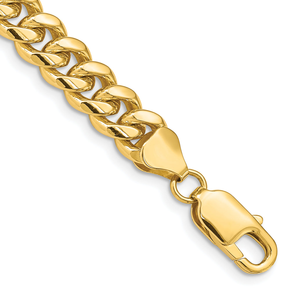 14K Yellow Gold Solid Cuban Chain Necklace 6.75mm