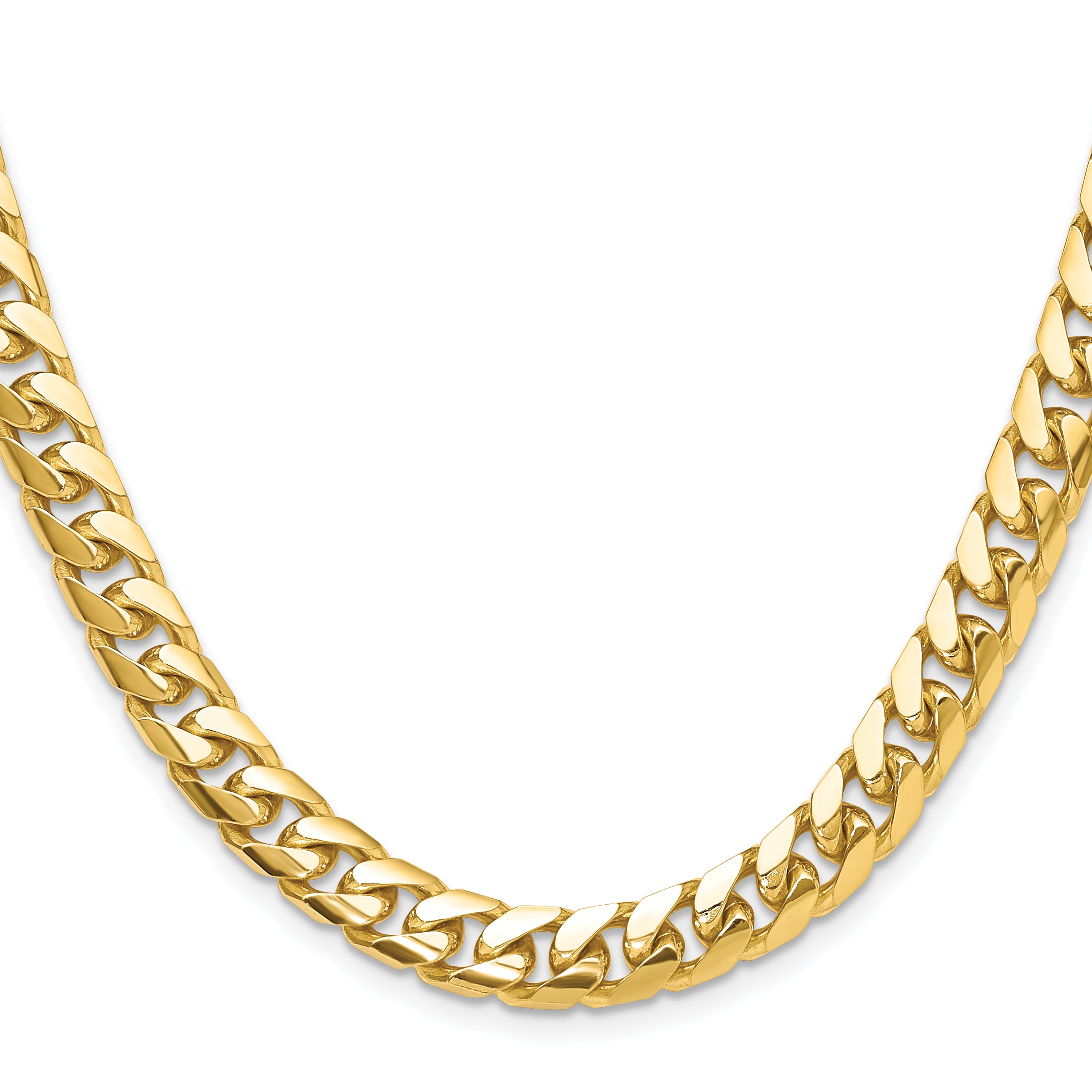 14K Yellow Gold Solid Cuban Chain Necklace 8mm