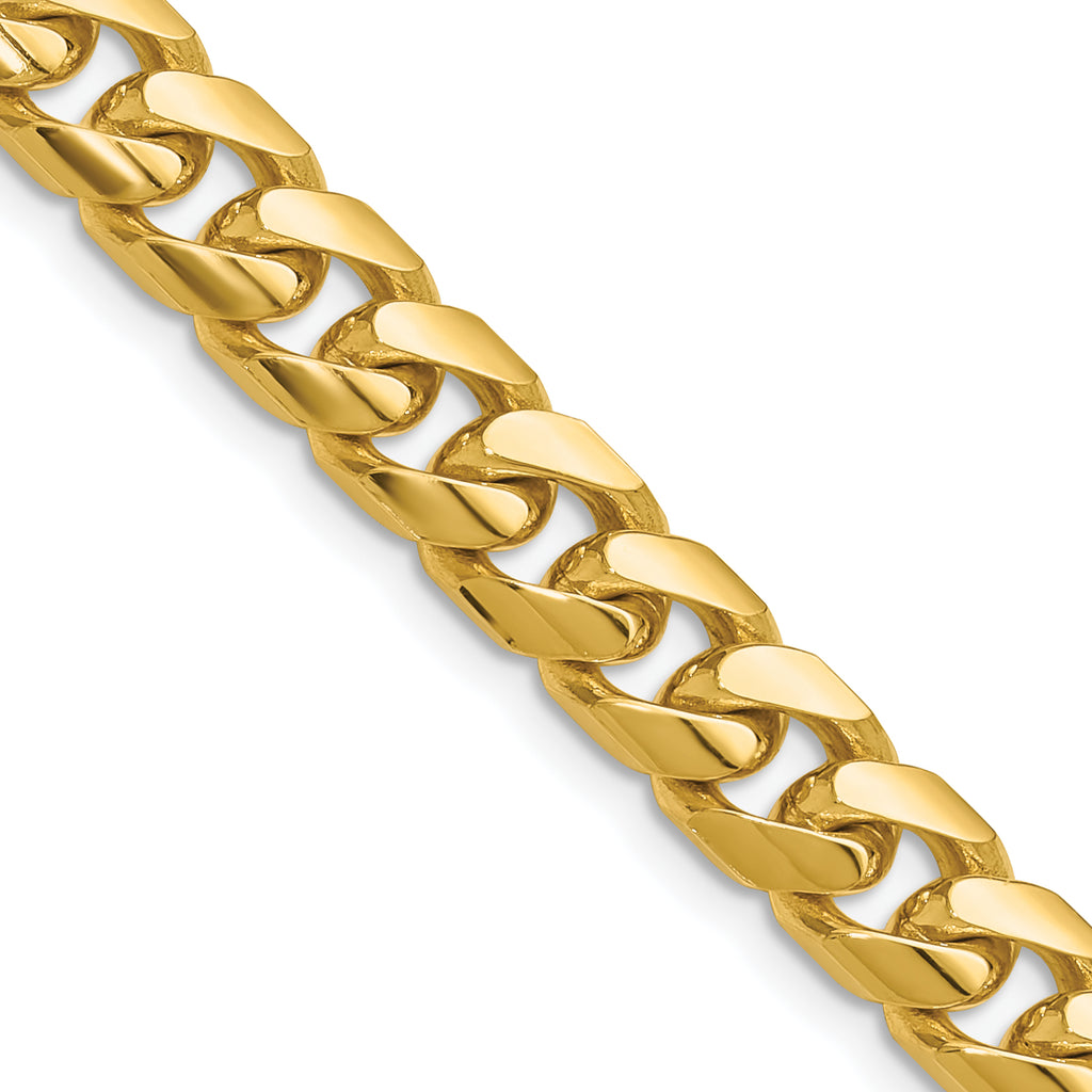 14K Yellow Gold Solid Cuban Chain Necklace 8mm