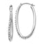 14k White Gold Diamond Fascination Oval Hinged Hoop Earrings