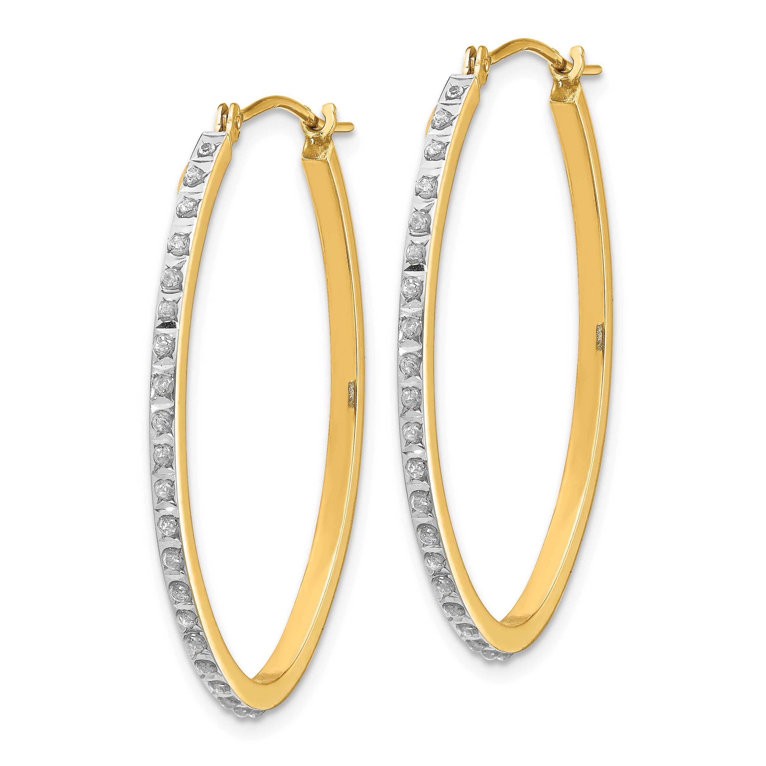 14k Diamond Fascination Oval Hinged Hoop Earrings Secondary image