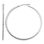 Round Diamond Dust/Accent Hoop Earrings in 14K White Gold, 49mm (0.01 ct. tw.) - Sophia Jewelers