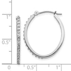 14k White Gold Diamond Fascination Oval Hinged Hoop Earrings
