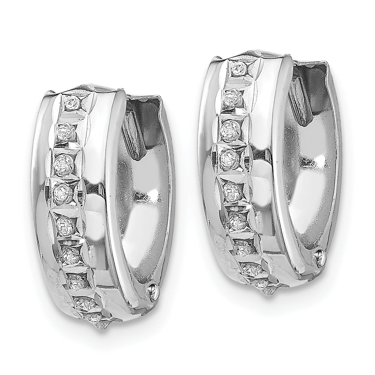 14k White Gold Diamond Fascination Round Huggy Hoop Earrings Secondary image