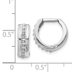 14k White Gold Diamond Fascination Round Huggy Hoop Earrings
