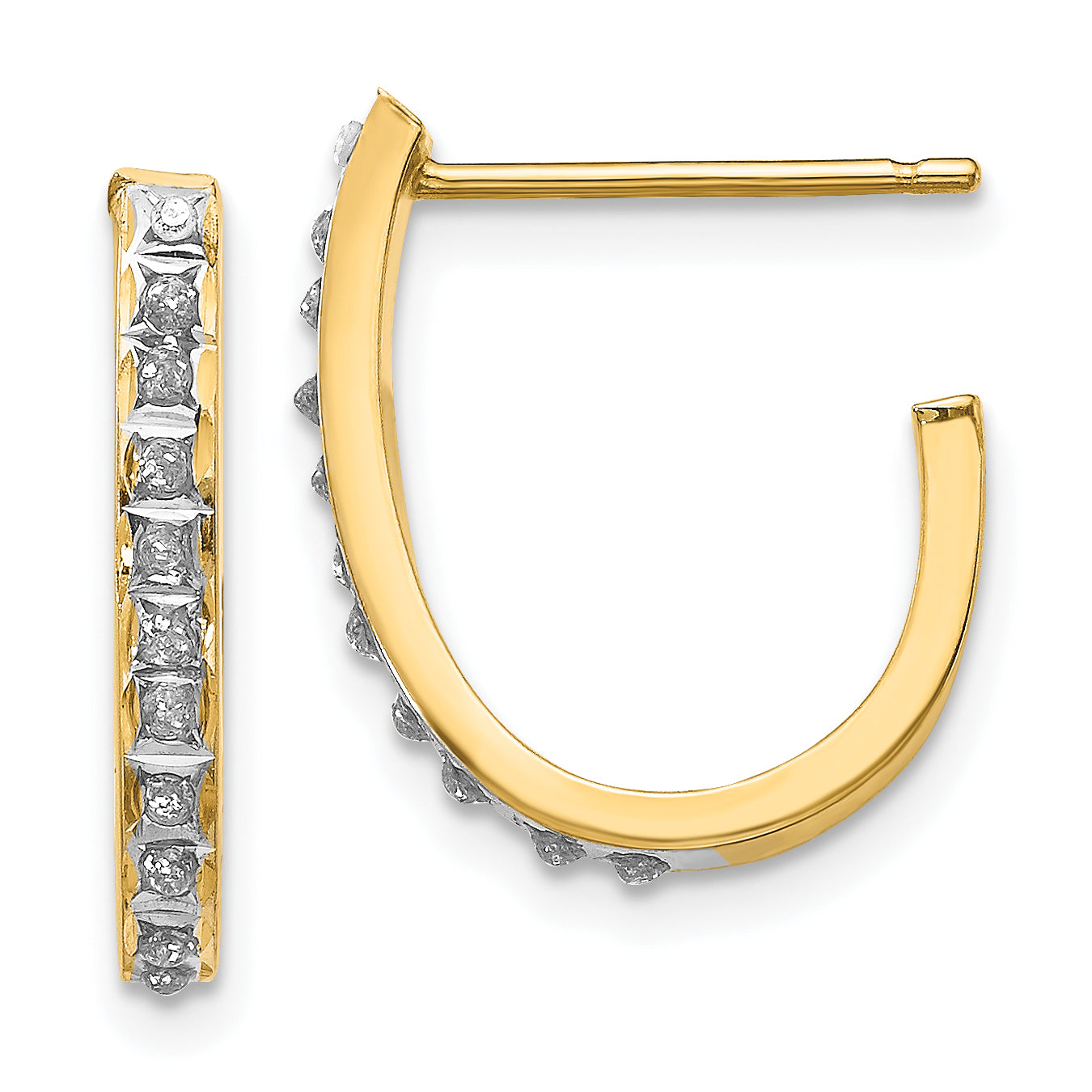 14k Diamond Fascination Post J Hoop Earrings Main image