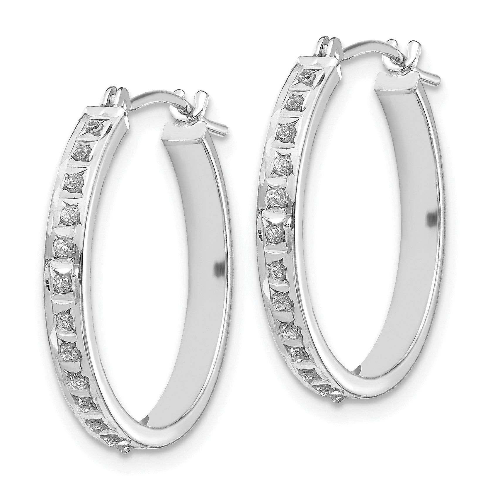14k White Gold Diamond Fascination Round Hinged Hoop Earrings Secondary image