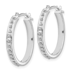 14k White Gold Diamond Fascination Round Hinged Hoop Earrings