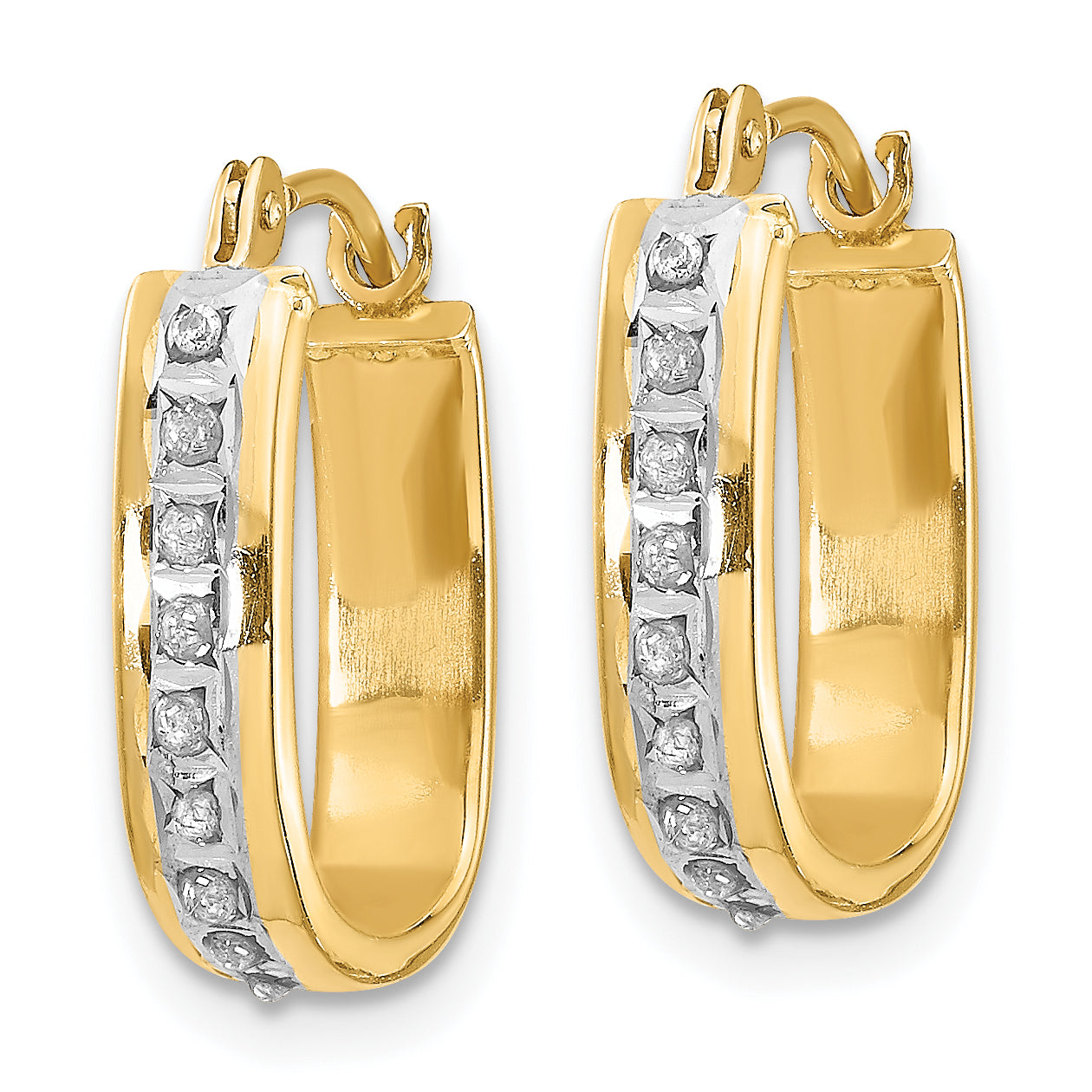 14k Diamond Fascination Squared Hinged Hoop Earrings Secondary image