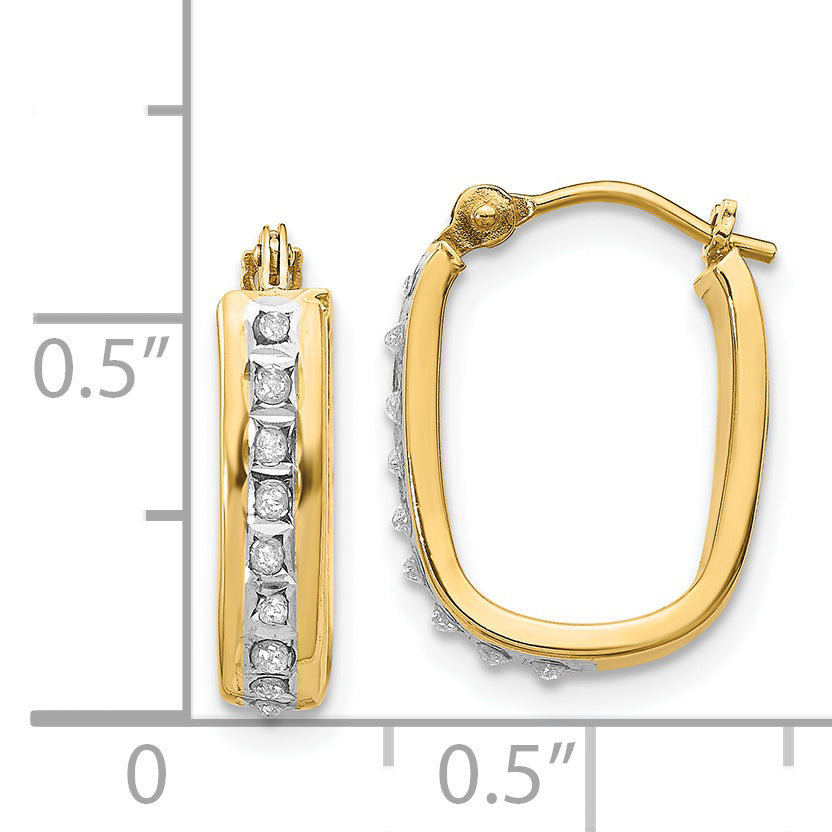 14k Diamond Fascination Squared Hinged Hoop Earrings