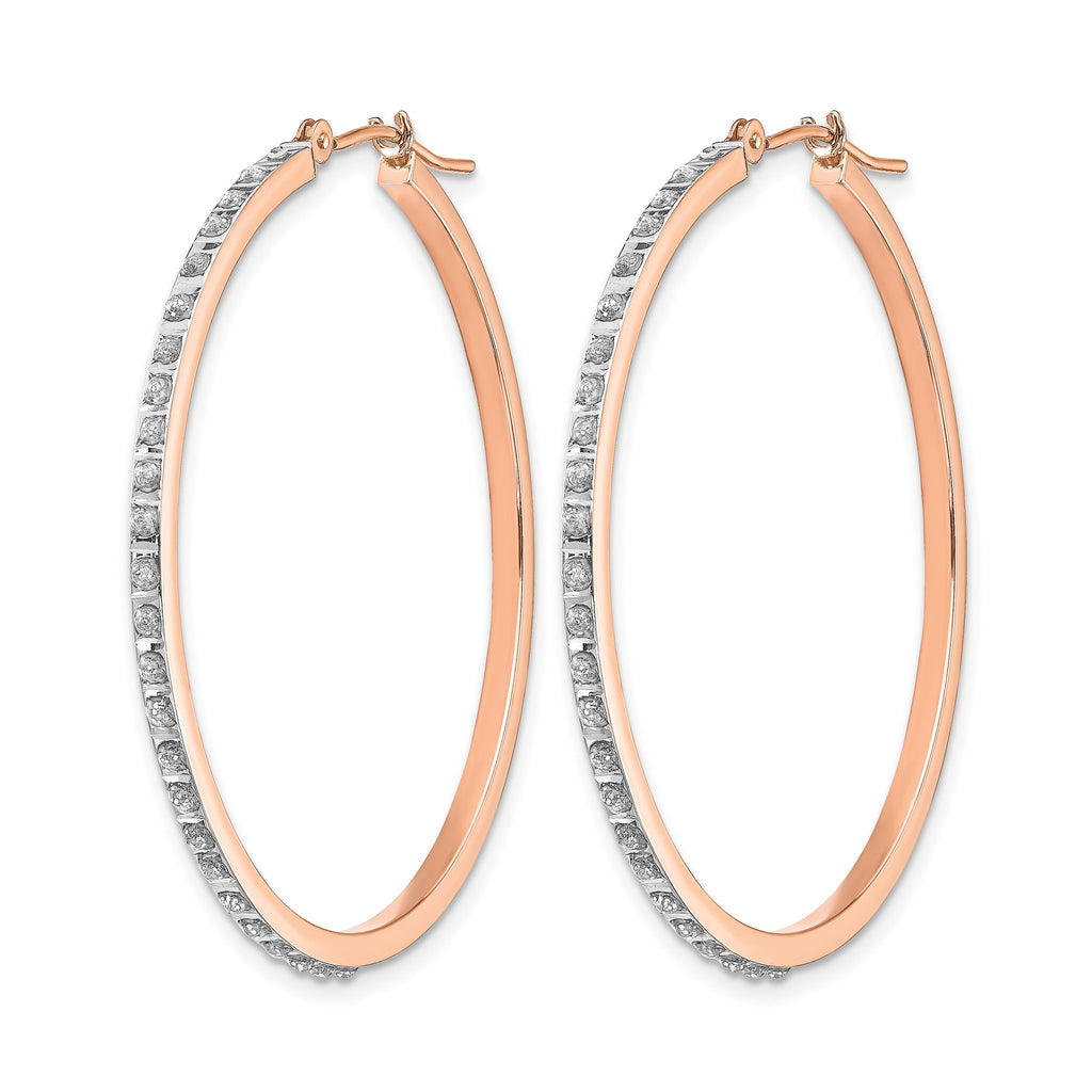Diamond Hoop Earrings in 14K Rose Gold, 39mm Hinged (0.01 ct. tw.) - Sophia Jewelers