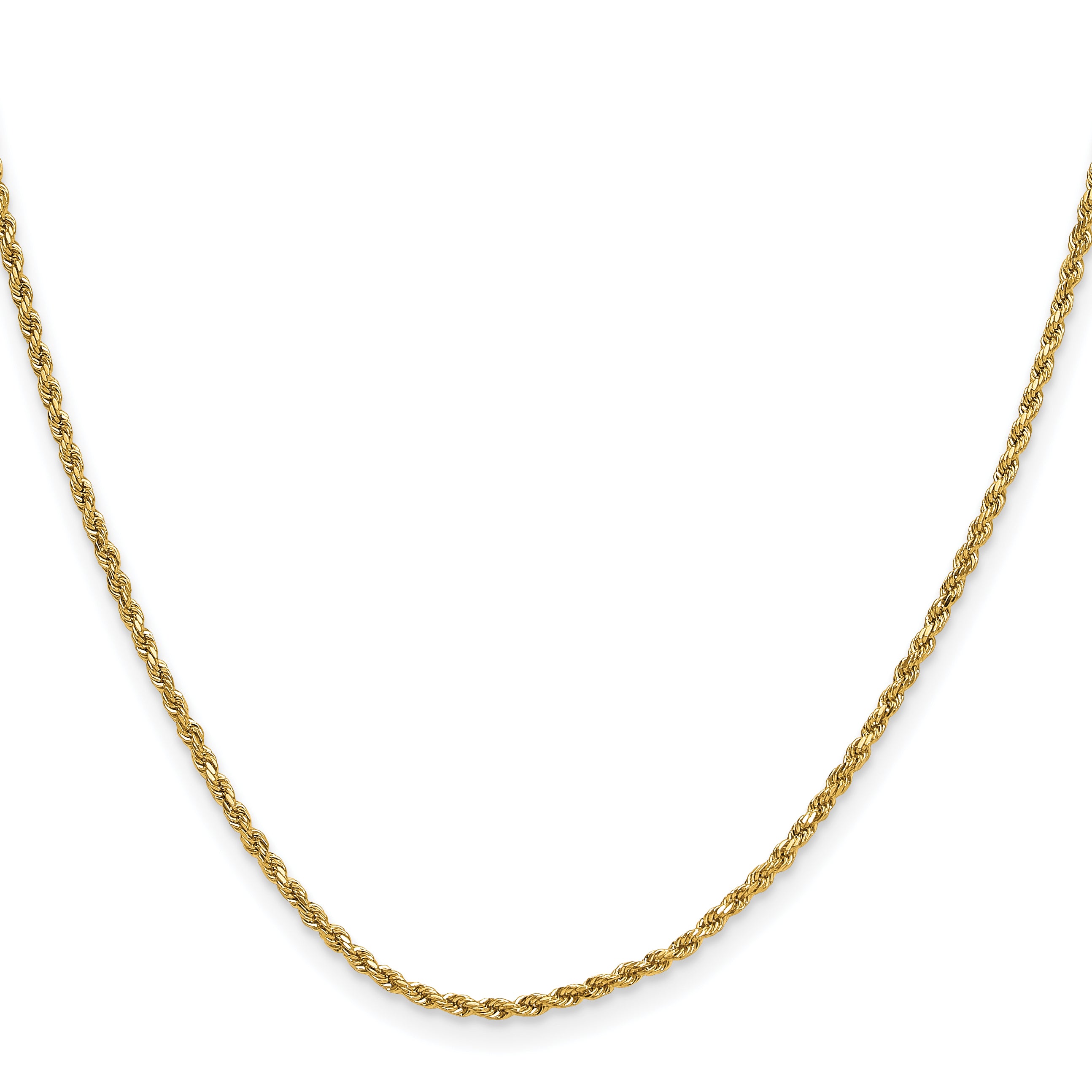 14K 24 inch 2mm Semi Solid Diamond-cut Rope with Lobster Clasp Chain