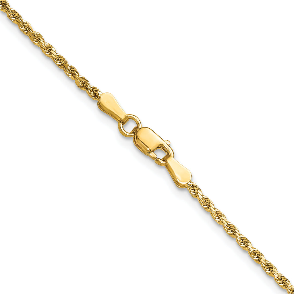 14K 24 inch 2mm Semi Solid Diamond-cut Rope with Lobster Clasp Chain