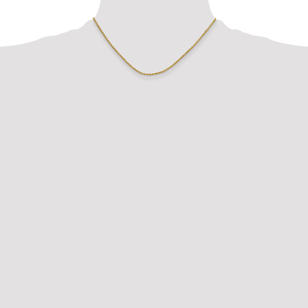 14K 16 inch 2mm Semi Solid Diamond-cut Rope with Lobster Clasp Chain