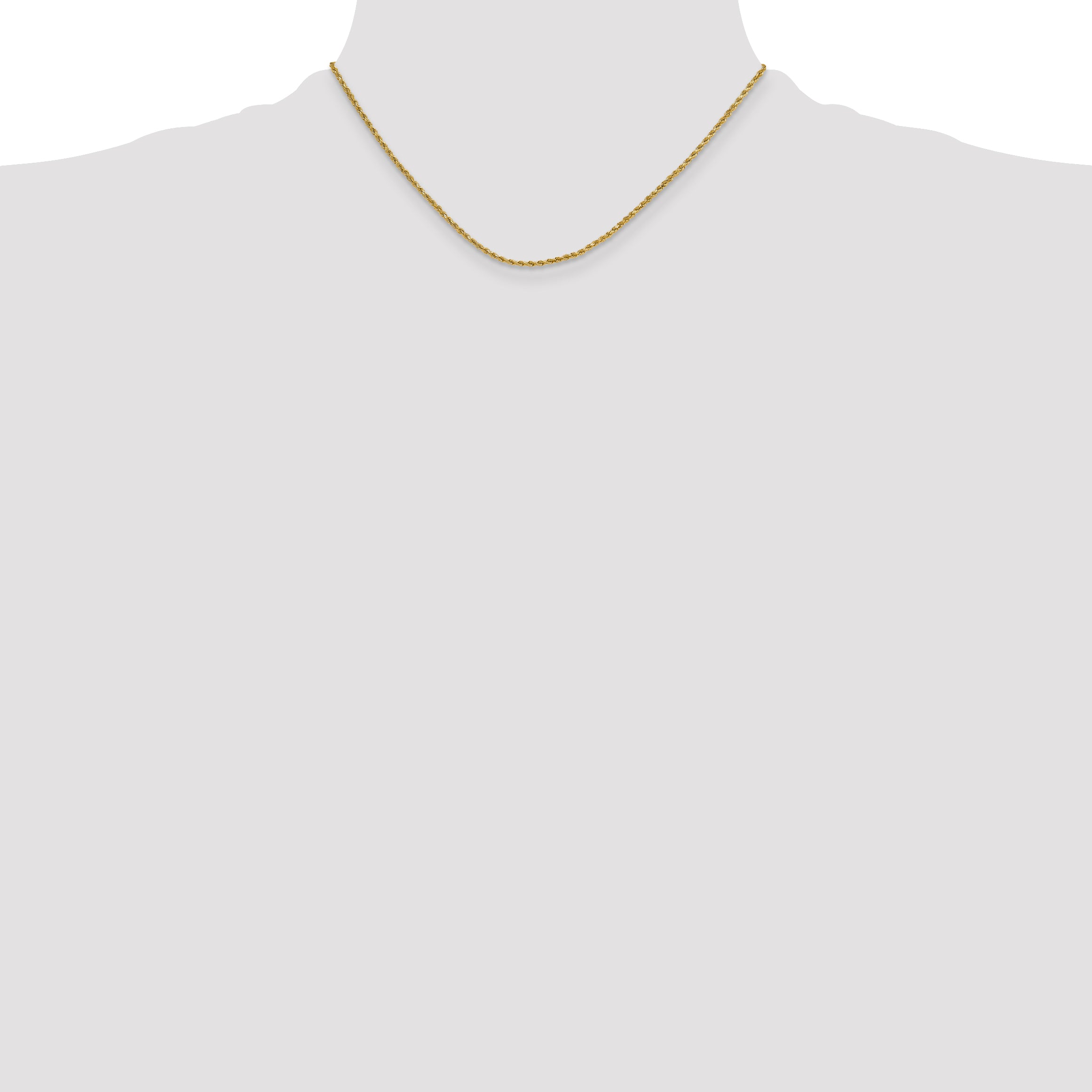 14K 16 inch 2mm Semi Solid Diamond-cut Rope with Lobster Clasp Chain