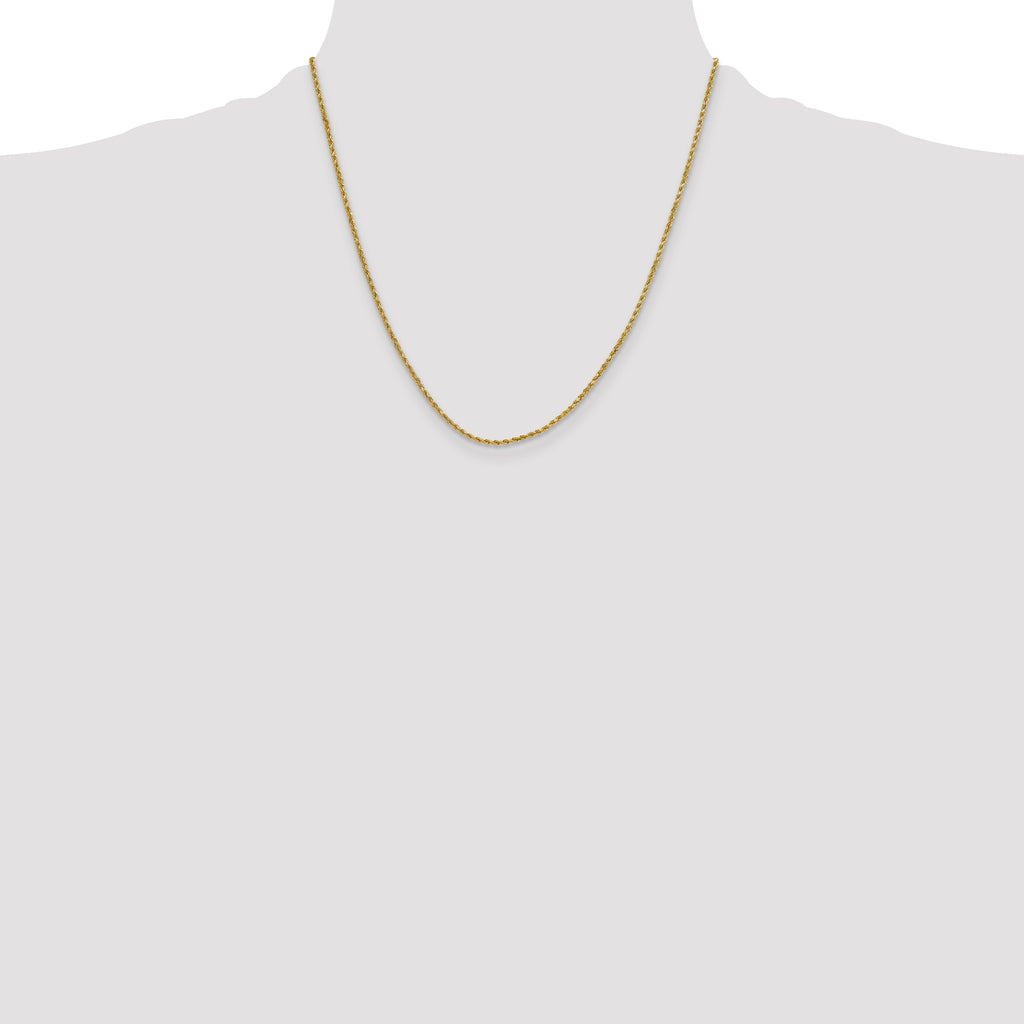 14K 20 inch 2mm Semi Solid Diamond-cut Rope with Lobster Clasp Chain