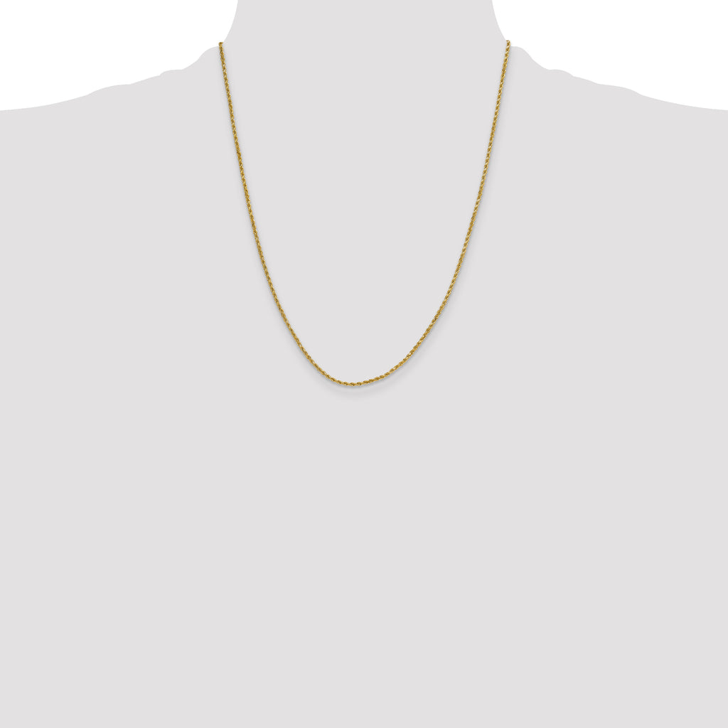 14K 22 inch 2mm Semi Solid Diamond-cut Rope with Lobster Clasp Chain